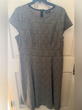 Lane Bryant Black and White Glen Plaid Fit-and-Flare Midi Dress